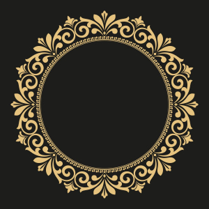 وکتور حلقه طلایی با گل های اطراف